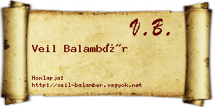 Veil Balambér névjegykártya